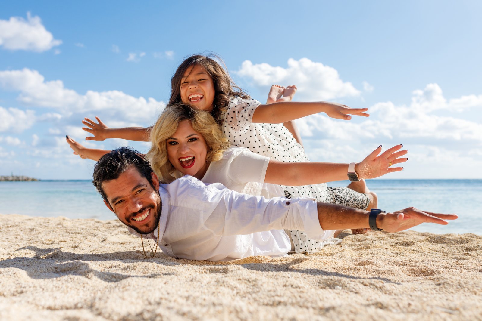 Happy family enjoying their hotel vacation
