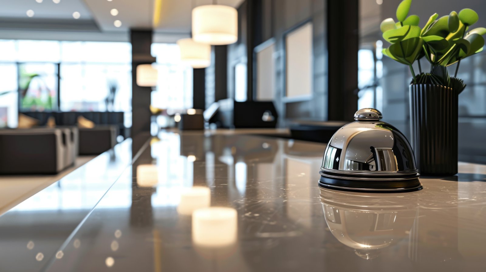Luxury hotel reception desk